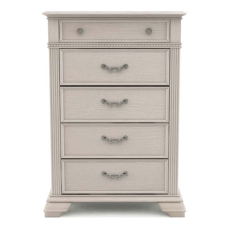 Furniture of America Charo Traditional Wood 5-Drawer Chest in Antique White