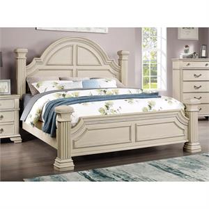 furniture of america charo traditional wood panel bed in white