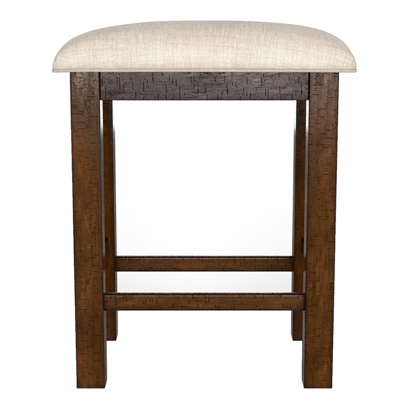 Furniture of America Ena Rustic Wood Padded Counter Stool in Oak (Set of 2)