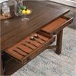 Furniture of America Ena Rustic Solid Wood Storage Counter Dining Table in Oak