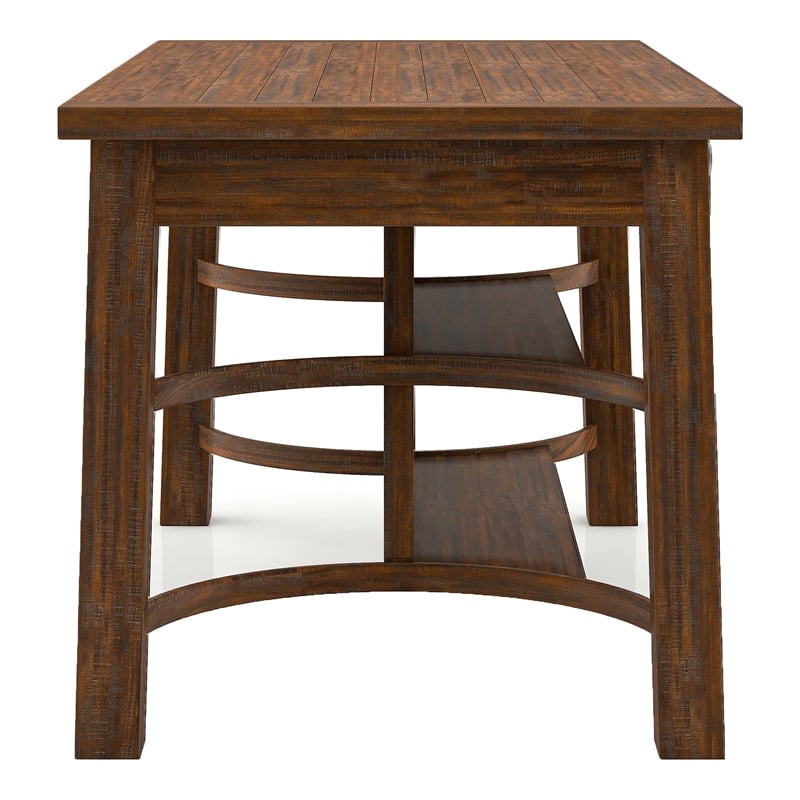 Furniture of America Ena Rustic Solid Wood Storage Counter Dining Table in Oak