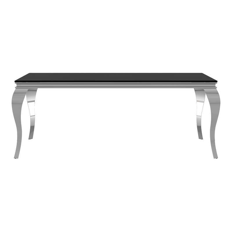 Furniture of America Edi Glam Rectangle Glass Top Dining Table in Black