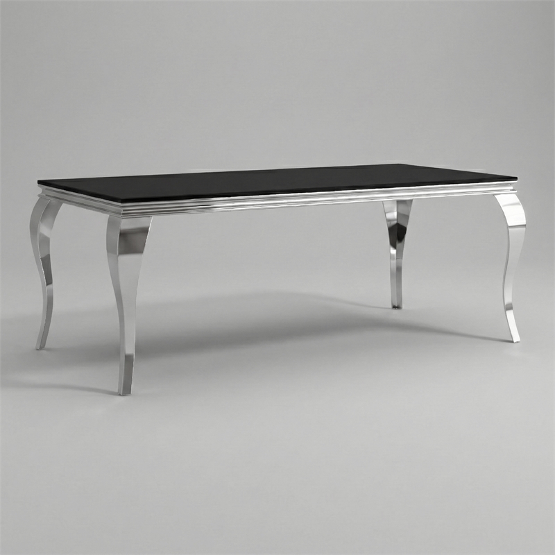 Furniture of America Edi Glam Rectangle Glass Top Dining Table in Black