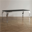 Furniture of America Edi Glam Rectangle Glass Top Dining Table in Black