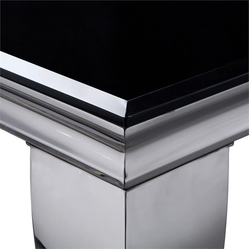 Furniture of America Edi Glam Rectangle Glass Top Dining Table in Black