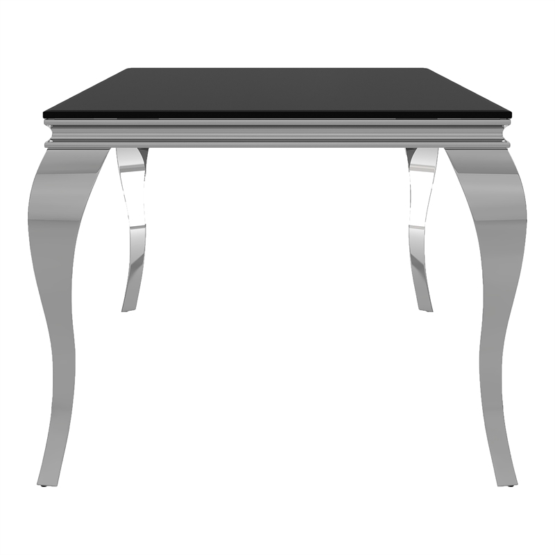 Furniture of America Edi Glam Rectangle Glass Top Dining Table in Black
