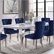 Furniture of America Edi Glam Rectangle Glass Top Dining Table in White