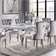 Furniture of America Edi Glam Rectangle Glass Top Dining Table in White