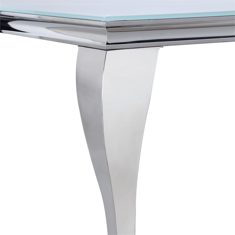 Furniture of America Edi Glam Rectangle Glass Top Dining Table in White