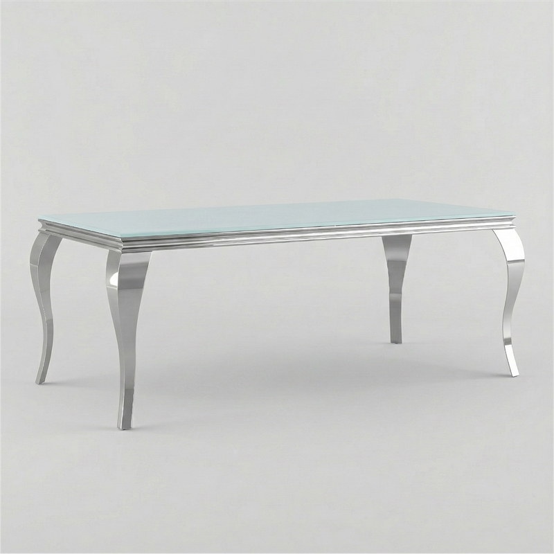 Furniture of America Edi Glam Rectangle Glass Top Dining Table in White