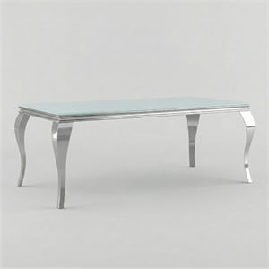 Furniture of America Edi Glam Rectangle Glass Top Dining Table in White