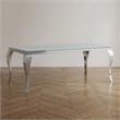 Furniture of America Edi Glam Rectangle Glass Top Dining Table in White