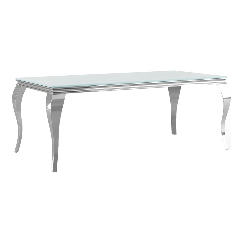 Furniture of America Edi Glam Rectangle Glass Top Dining Table in White