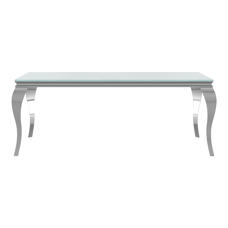 Furniture of America Edi Glam Rectangle Glass Top Dining Table in White
