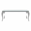 Furniture of America Edi Glam Rectangle Glass Top Dining Table in White