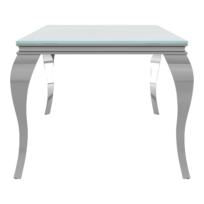 Furniture of America Edi Glam Rectangle Glass Top Dining Table in White