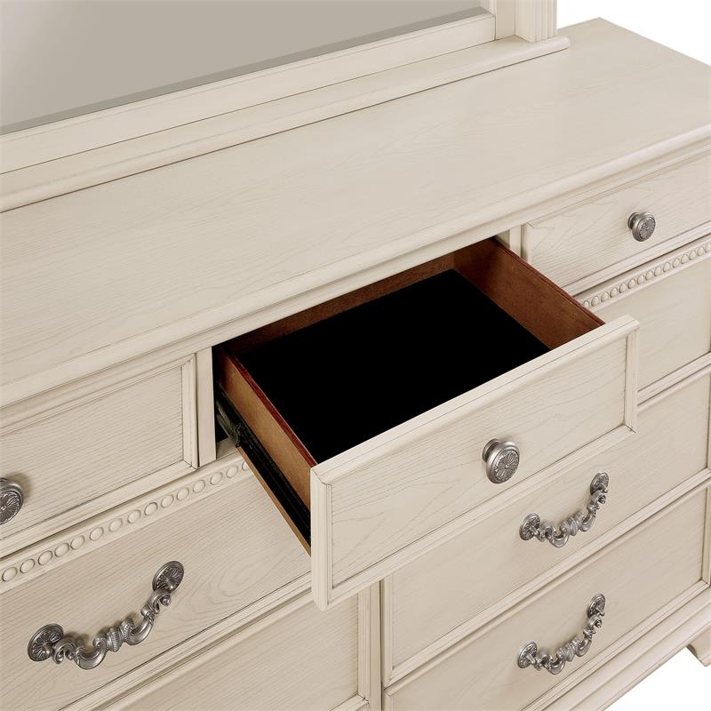 Furniture of America Charo Traditional Wood 9-Drawer Dresser in Antique White