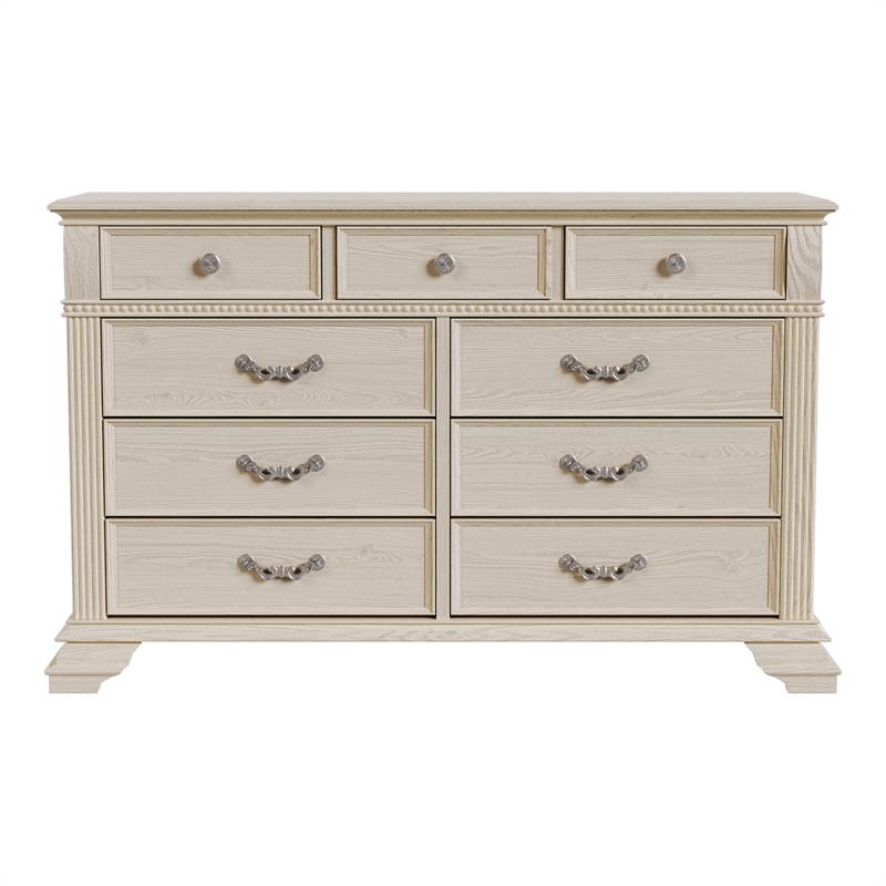 Furniture of America Charo Traditional Wood 9-Drawer Dresser in Antique White