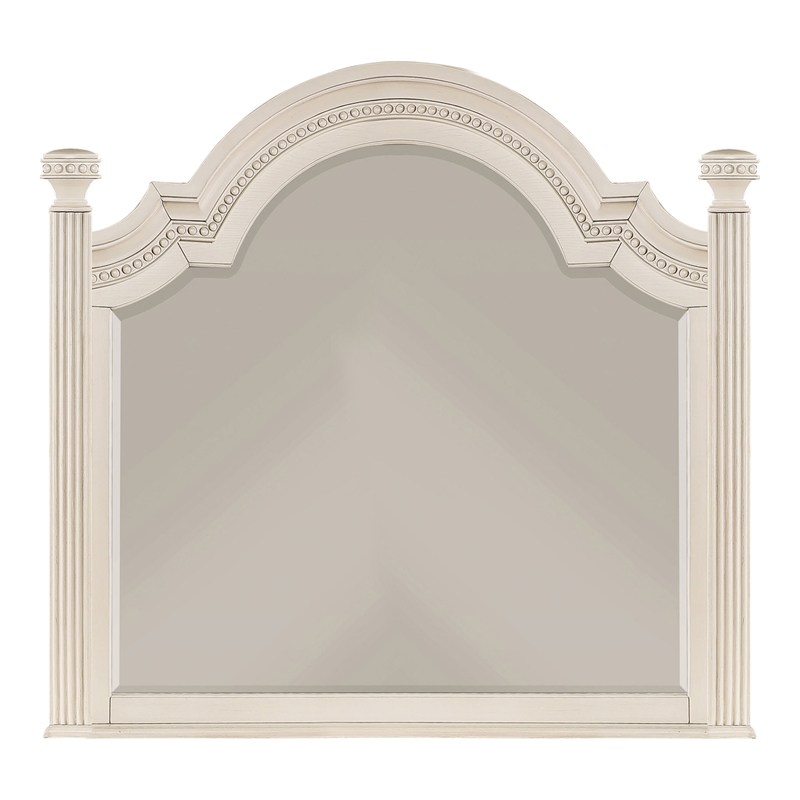 Furniture of America Charo Traditional Wood Framed Mirror in Antique White