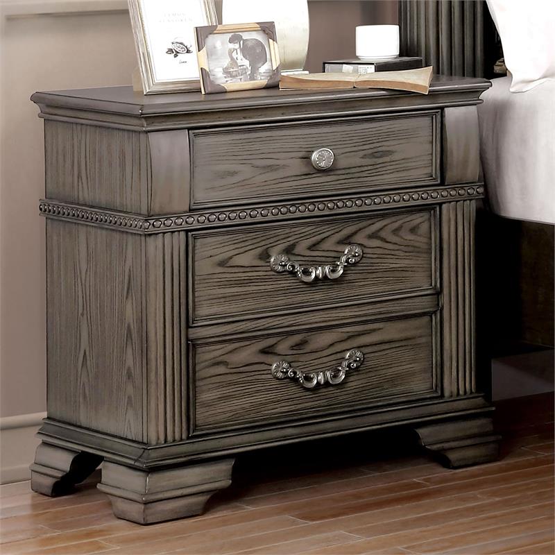 Furniture of America Charo Wood 2-Drawer Nightstand with USB Port in Gray