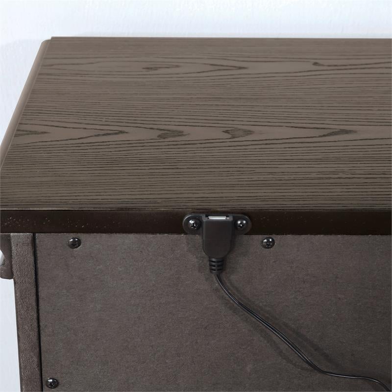 Furniture of America Charo Wood 2-Drawer Nightstand with USB Port in Gray
