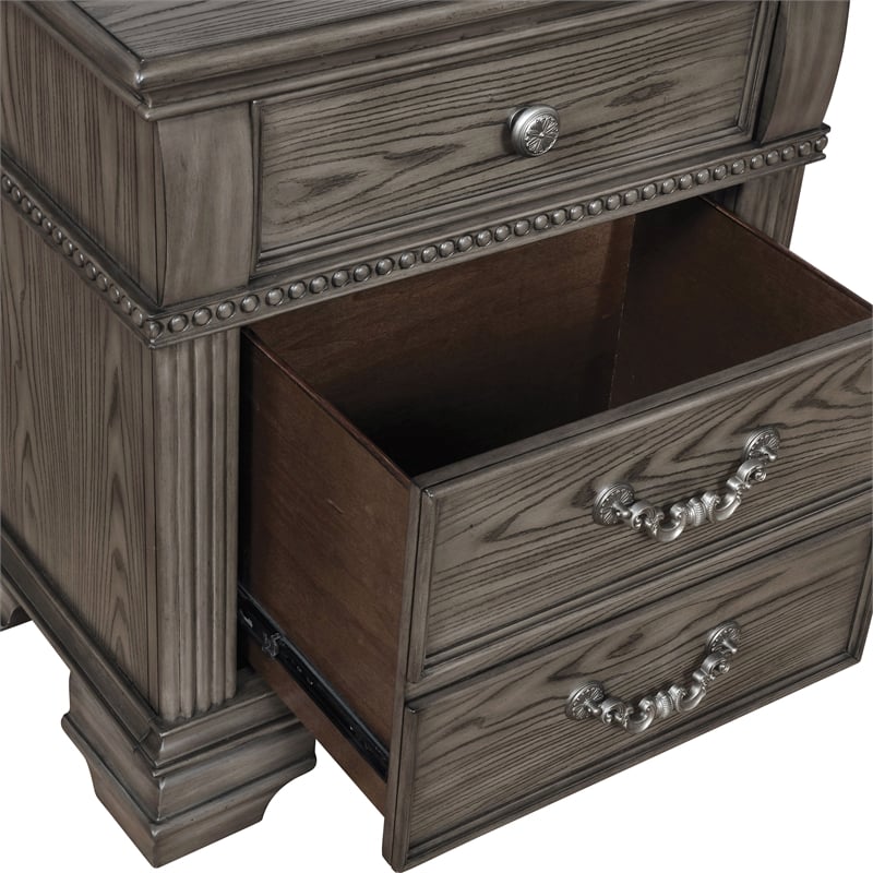 Furniture of America Charo Wood 2-Drawer Nightstand with USB Port in Gray