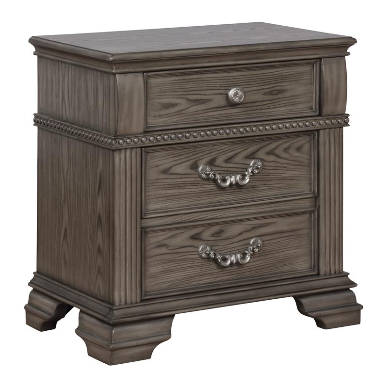 Furniture of America Charo Wood 2-Drawer Nightstand with USB Port in Gray