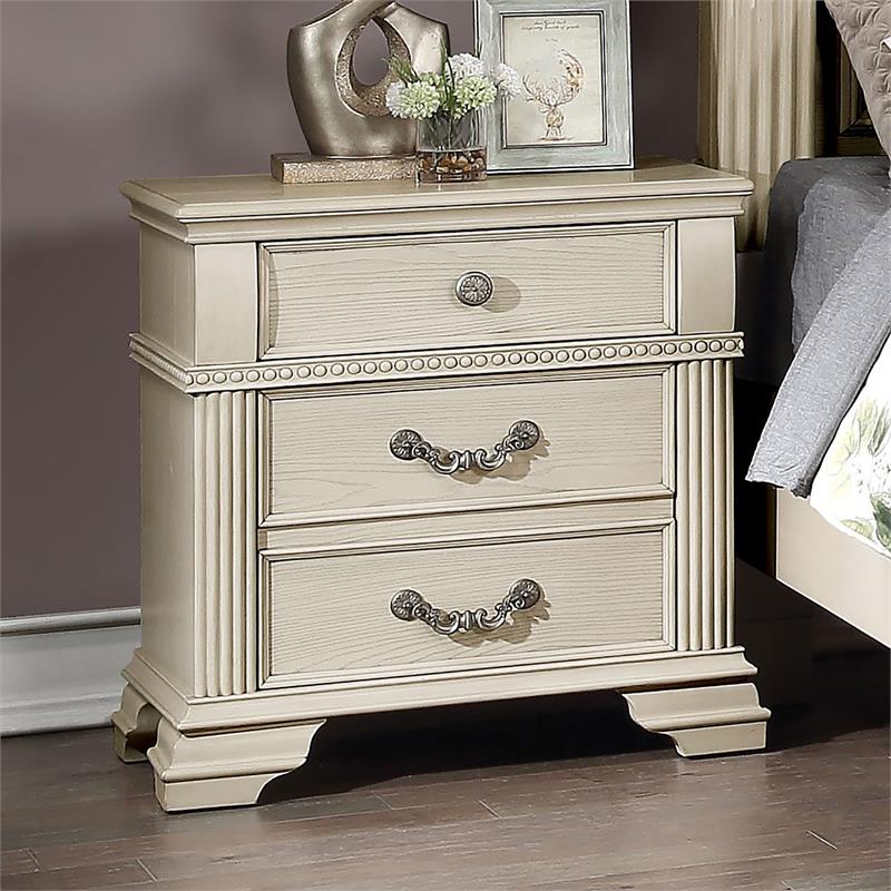 Furniture of America Charo Wood 2-Drawer Nightstand with USB Port in White