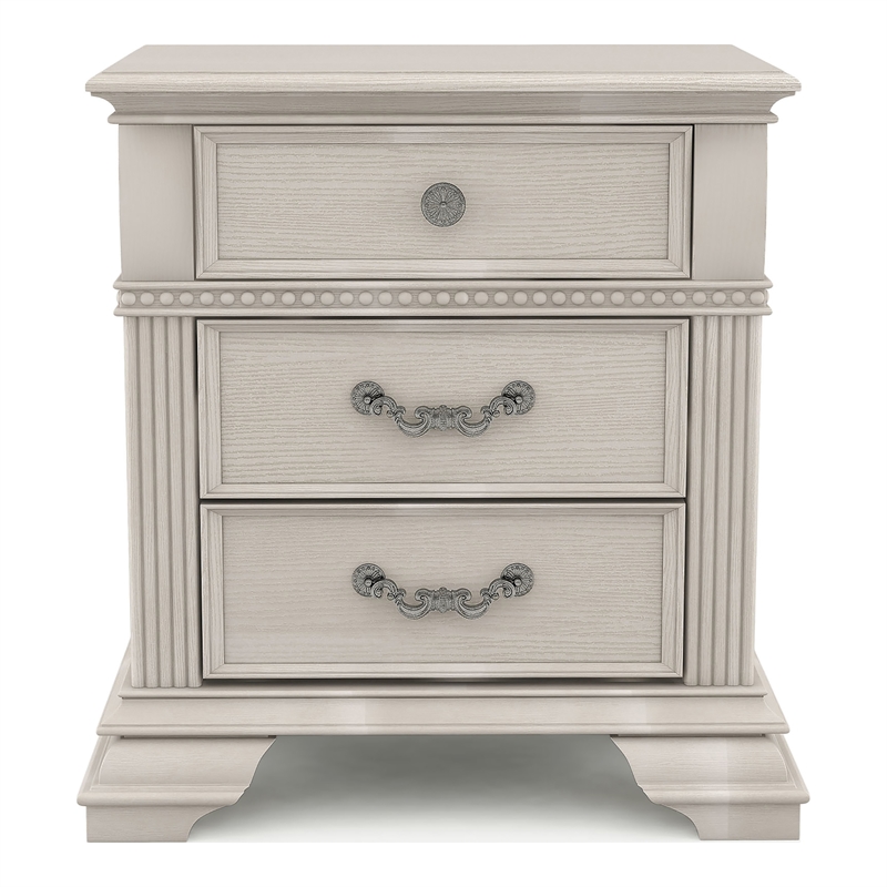 Furniture of America Charo Wood 2-Drawer Nightstand with USB Port in White