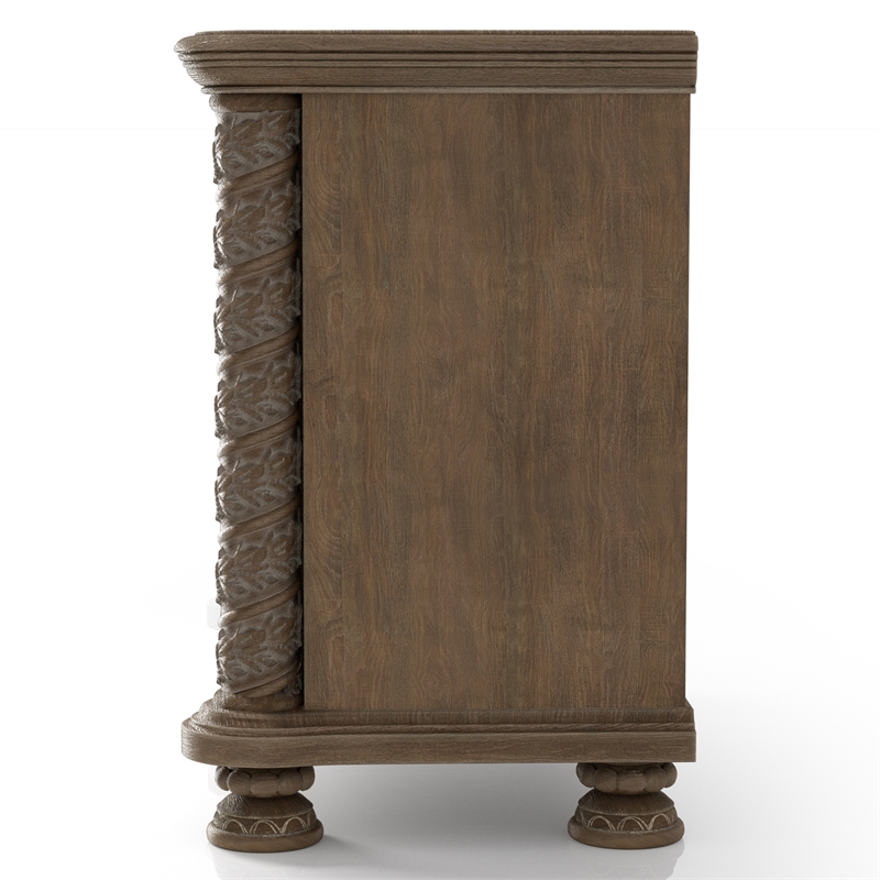 Furniture of America Racha Transitional Wood 3-Drawer Nightstand in Natural Tone
