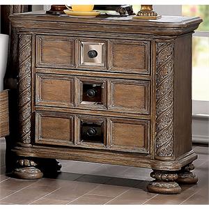 furniture of america racha transitional wood 3-drawer nightstand in natural tone