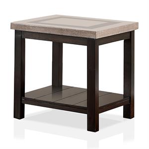 furniture of america oglin transitional solid wood 1-shelf end table in walnut