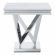 Furniture of America Mersa Glam Metal Pedestal End Table in Chrome