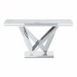 Furniture of America Mersa Glam Metal Pedestal Console Table in Chrome