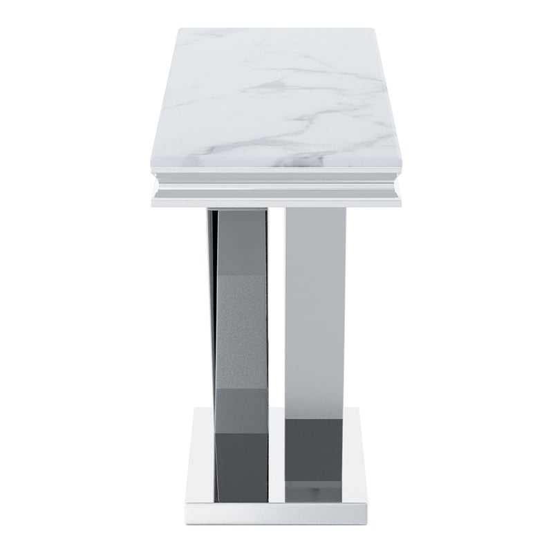 Furniture of America Mersa Glam Metal Pedestal Console Table in Chrome