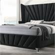 Furniture of America Sakan Transitional Fabric Upholstered Queen Bed in Black