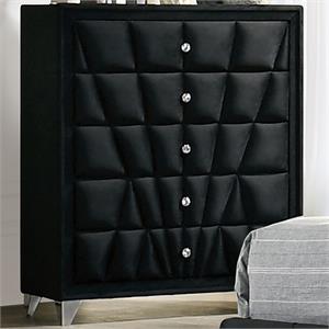 furniture of america sakan transitional fabric upholstered chest in black