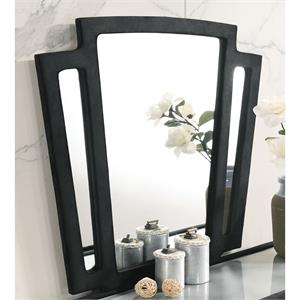 Furniture of America Sakan Transitional Fabric and Wood Framed Mirror in Black
