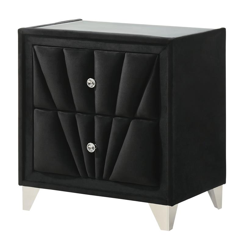 Furniture of America Sakan Transitional Fabric Upholstered Nightstand in Black