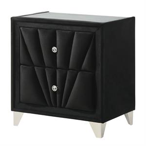 Furniture of America Sakan Transitional Fabric Upholstered Nightstand in Black