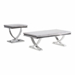 Furniture of America Linke Glam Metal 2-Piece Coffee Table Set in Chrome