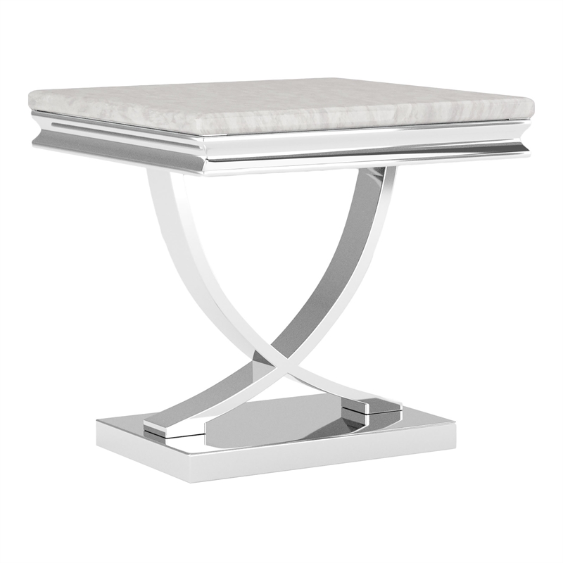 Furniture of America Linke Glam Metal 2-Piece Coffee Table Set in Chrome