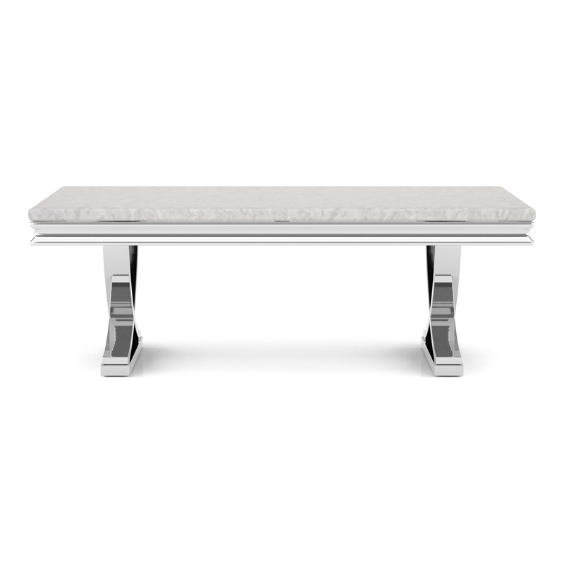 Furniture of America Linke Glam Metal 3-Piece Coffee Table Set in Chrome