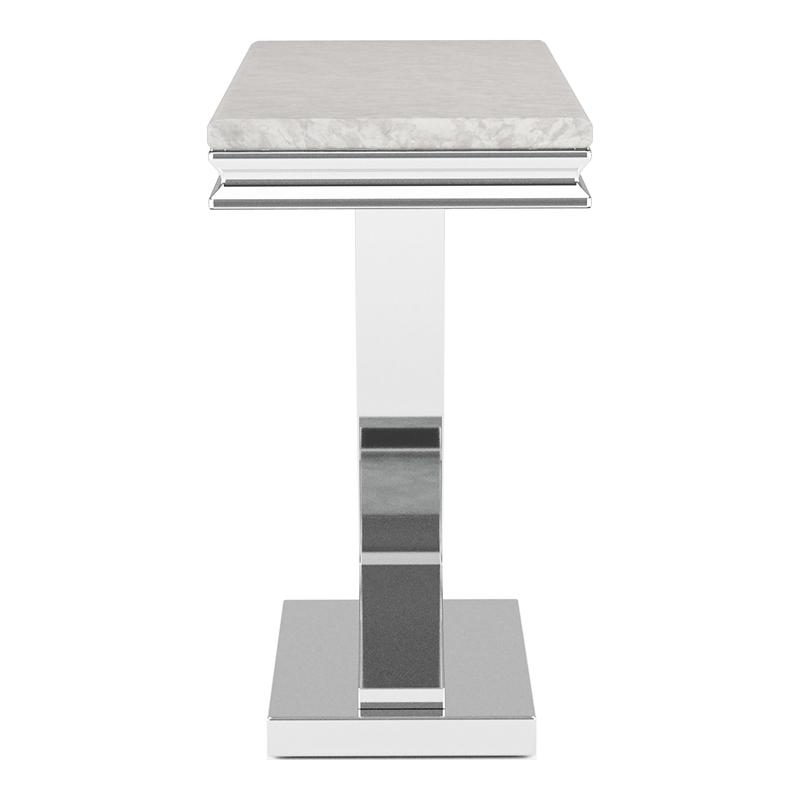 Furniture of America Linke Glam Metal Pedestal Console Table in Chrome