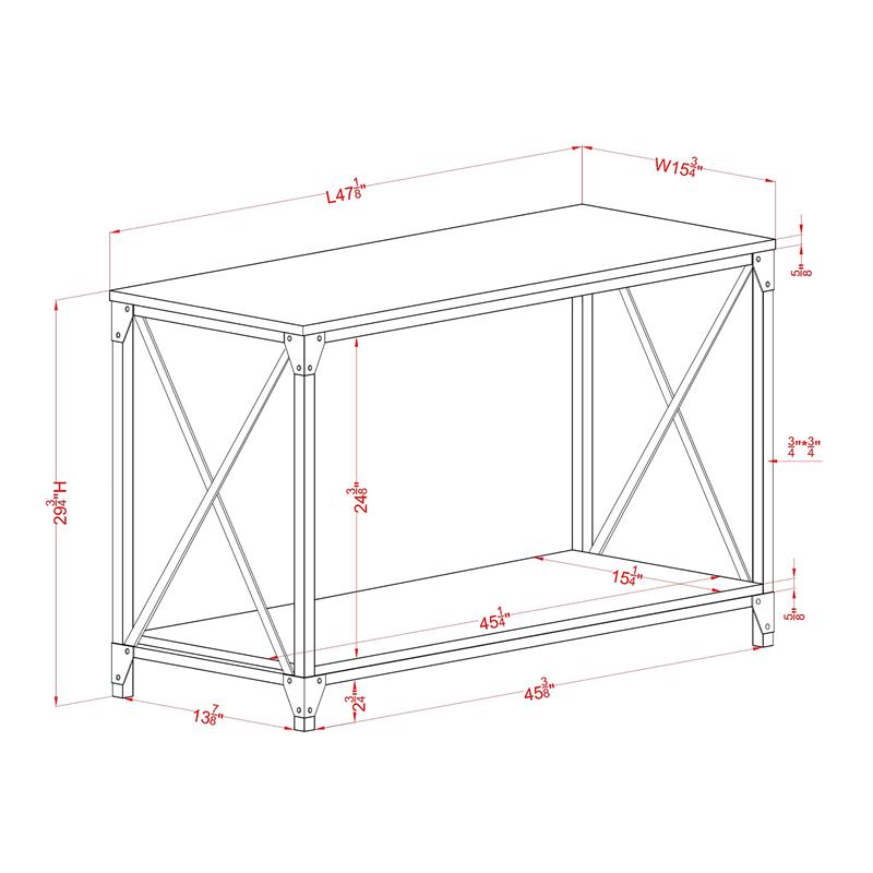 Furniture of America Clarissa Industrial Metal 1-Shelf Console Table in Black