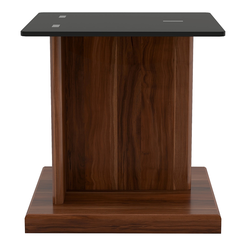 Furniture of America Thame Glass Top 2-Piece Coffee Table Set in Dark Walnut