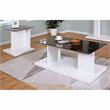 Furniture of America Thame Glass Top 2-Piece Coffee Table Set in White