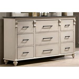 furniture of america kanna transitional solid wood 9-drawer dresser in white
