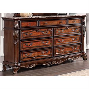 furniture of america velyn traditional solid wood 9-drawer dresser in dark oak