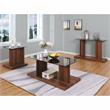 Furniture of America Thame Glass Top 3-Piece Coffee Table Set in Dark Walnut